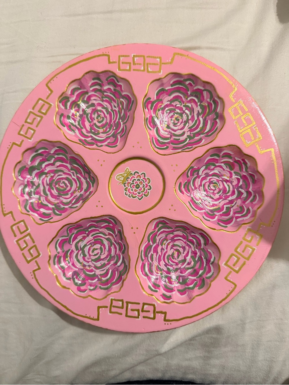 Oyster Plate Hand Painted- Familia Rose Inspired